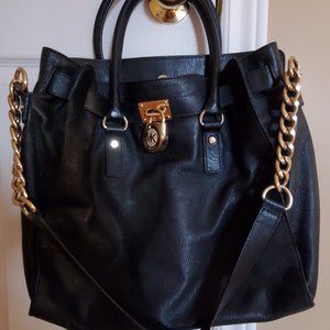 Michael Kors Black Leather Hamilton Bag